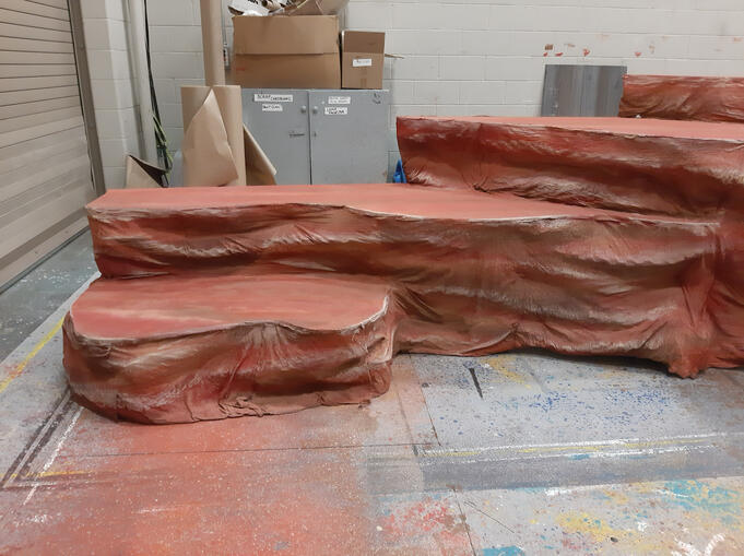 muslin with base colors for rocky platforms