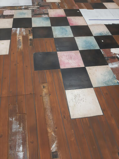 tile and wood strip flooring process