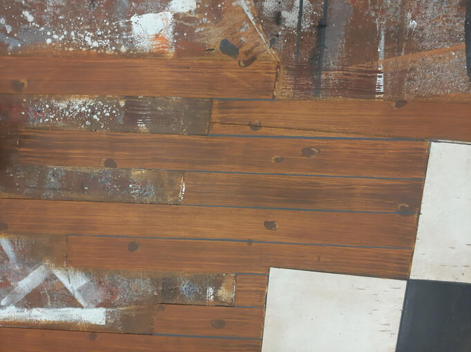 tile and wood strip flooring process
